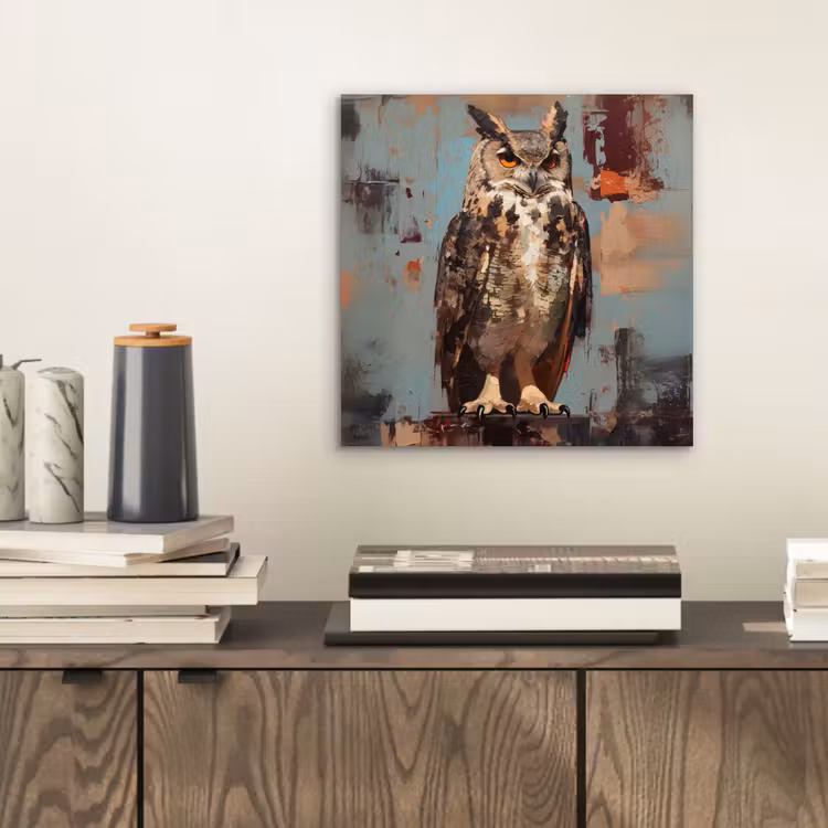 Aluminium schilderij - Geschilderd - Abstract - Uil - Bruin — 2