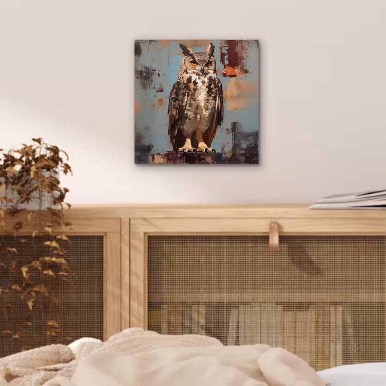 Aluminium schilderij - Geschilderd - Abstract - Uil - Bruin — 4