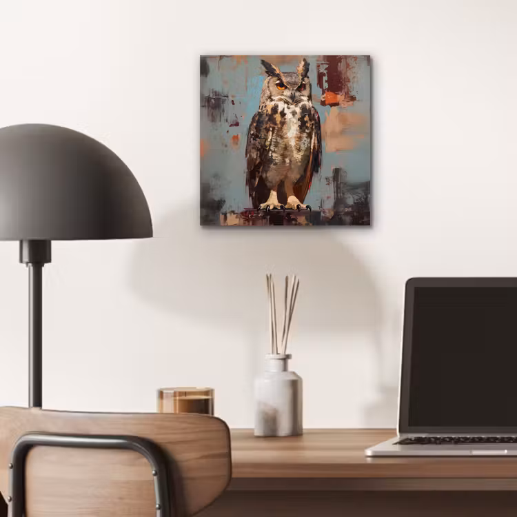 Aluminium schilderij - Geschilderd - Abstract - Uil - Bruin — 6