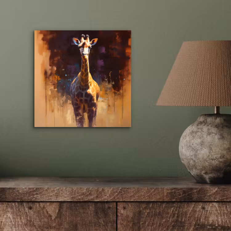 Aluminium schilderij - Giraf - Bruin - Abstract - Geschilderd — 3