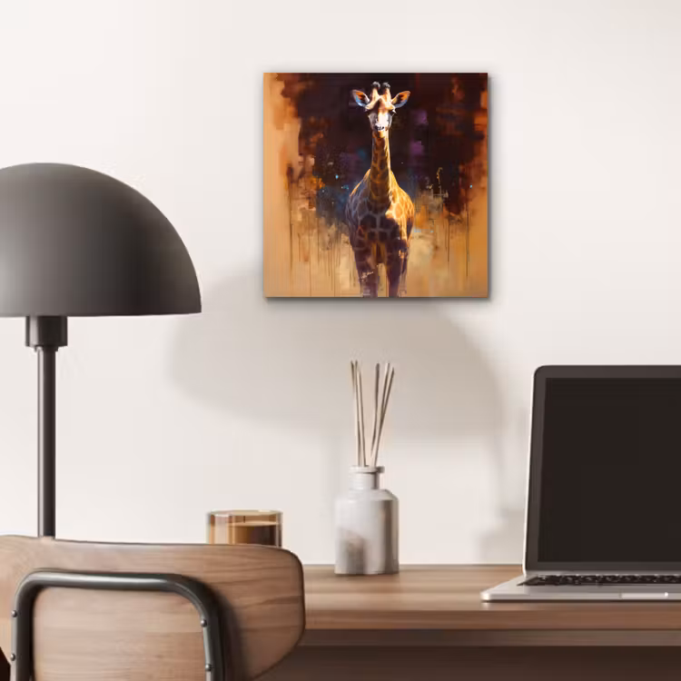 Aluminium schilderij - Giraf - Bruin - Abstract - Geschilderd — 6