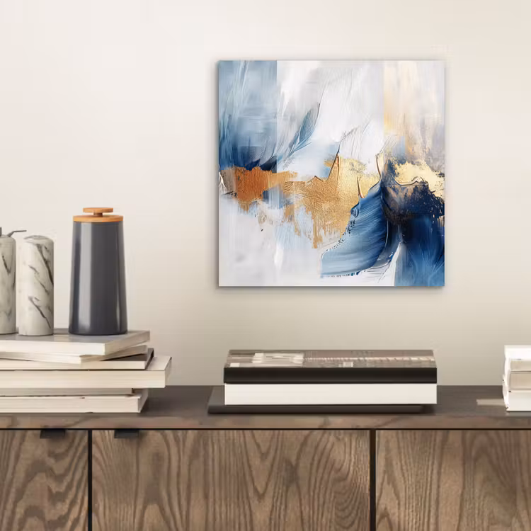 Aluminium schilderij - Goud - Blauw - Watercolor - Kunst - Modern — 2