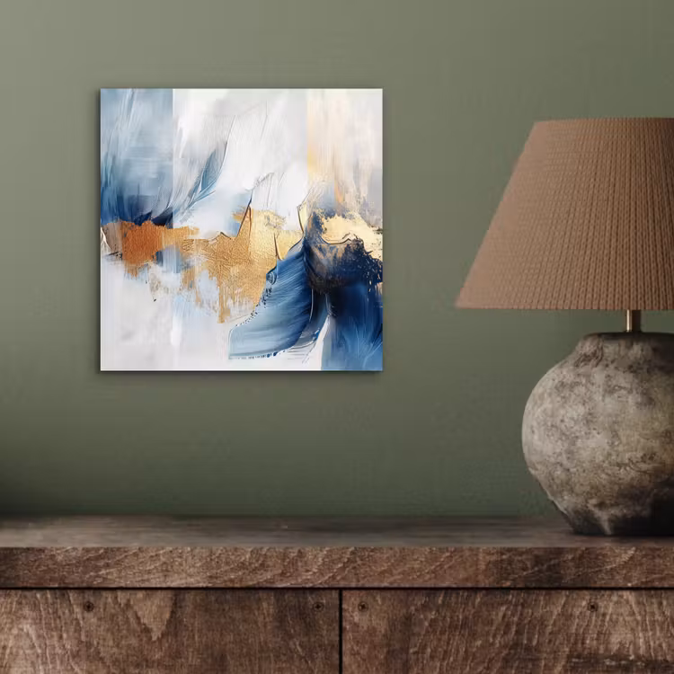 Aluminium schilderij - Goud - Blauw - Watercolor - Kunst - Modern — 3