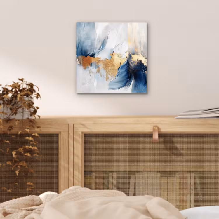 Aluminium schilderij - Goud - Blauw - Watercolor - Kunst - Modern — 4