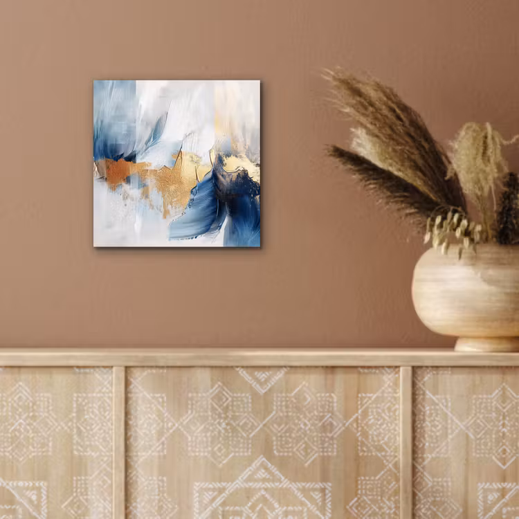 Aluminium schilderij - Goud - Blauw - Watercolor - Kunst - Modern — 5