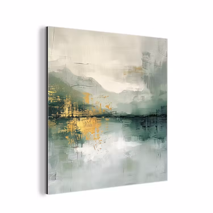Aluminium schilderij - Groen - Modern - Abstract - Goud — 1