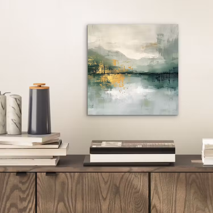 Aluminium schilderij - Groen - Modern - Abstract - Goud — 2