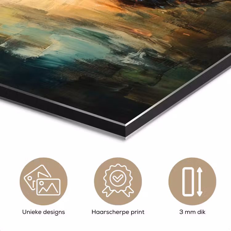 Aluminium schilderij - Hert - Geverfd - Gewei - Bruin — 7