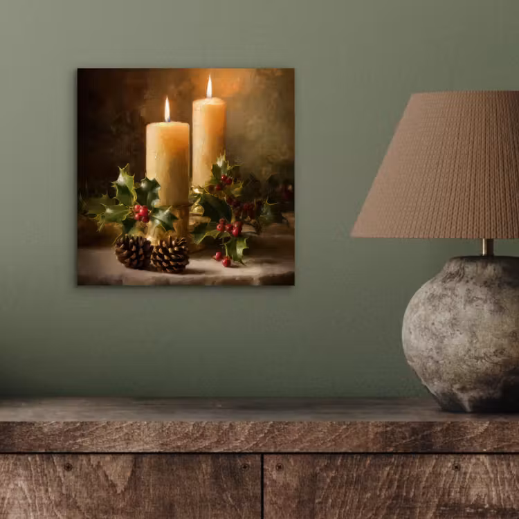 Aluminium schilderij - Kaarslicht - Kerst - Veelkleurig — 3