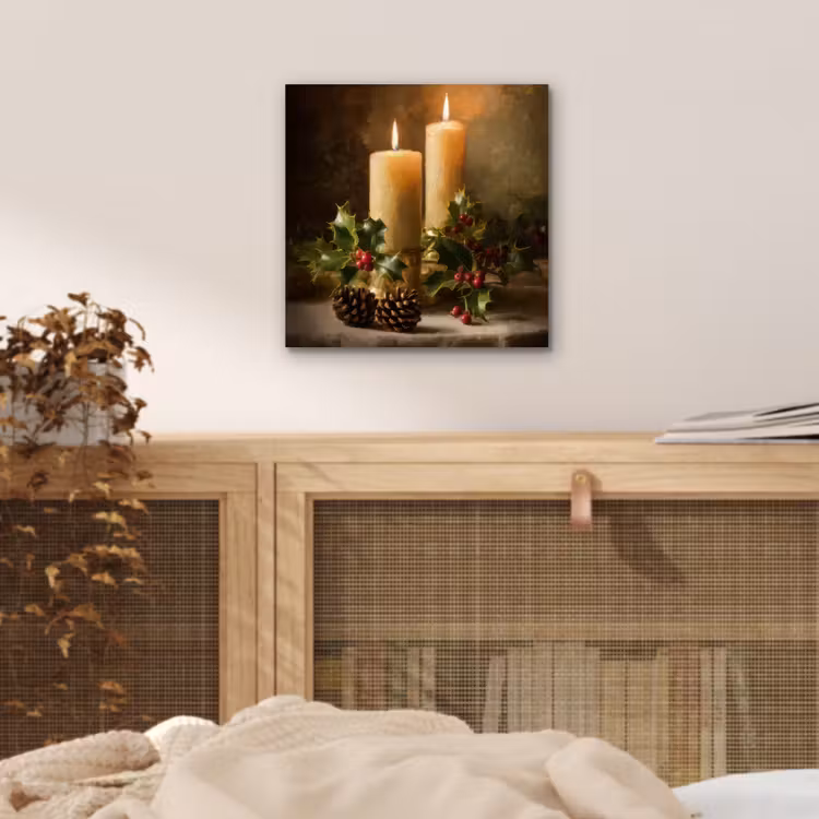 Aluminium schilderij - Kaarslicht - Kerst - Veelkleurig — 4