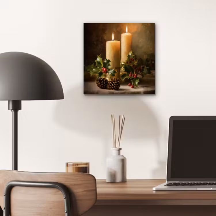 Aluminium schilderij - Kaarslicht - Kerst - Veelkleurig — 6