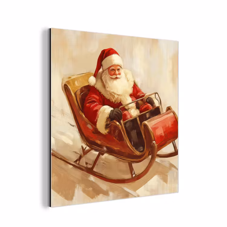 Aluminium schilderij - Kerst - Slee - Kerstman — 1