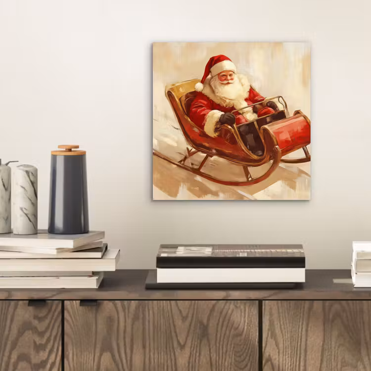 Aluminium schilderij - Kerst - Slee - Kerstman — 2