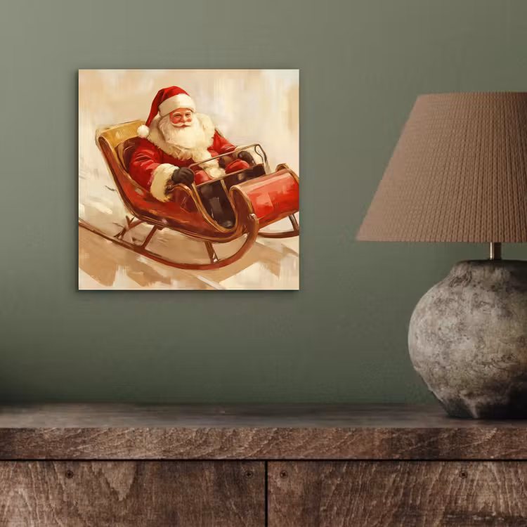 Aluminium schilderij - Kerst - Slee - Kerstman — 3