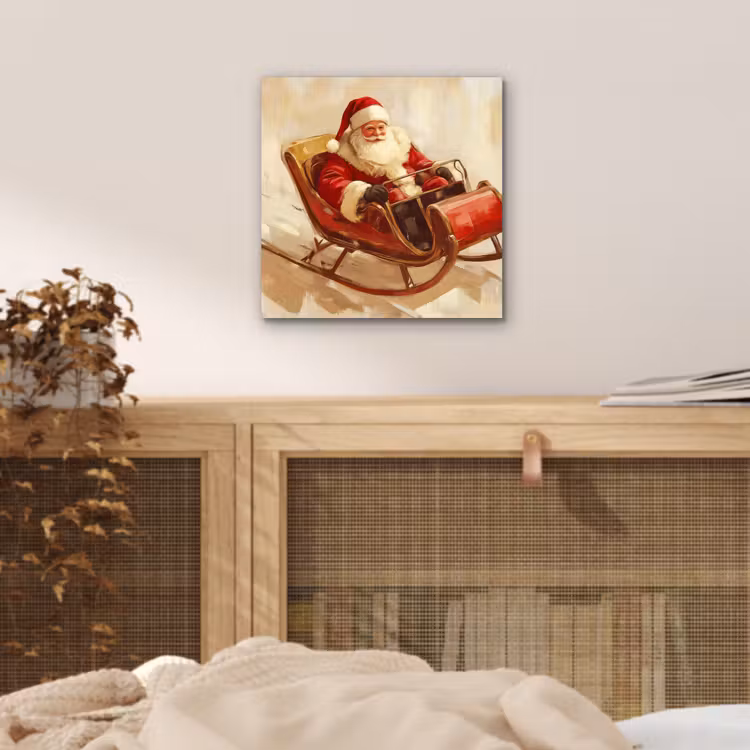 Aluminium schilderij - Kerst - Slee - Kerstman — 4