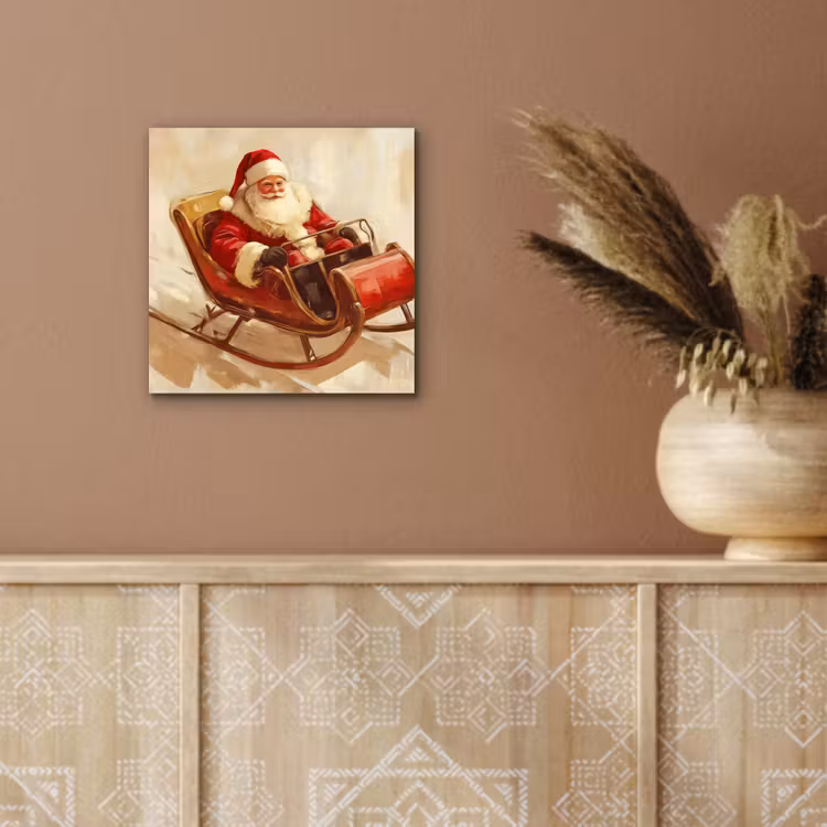 Aluminium schilderij - Kerst - Slee - Kerstman — 5