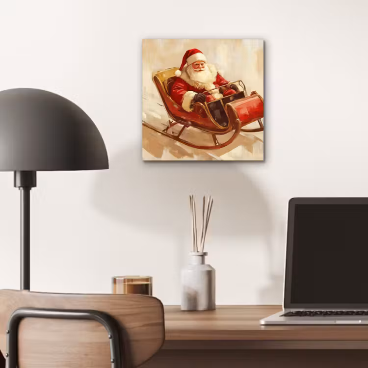 Aluminium schilderij - Kerst - Slee - Kerstman — 6