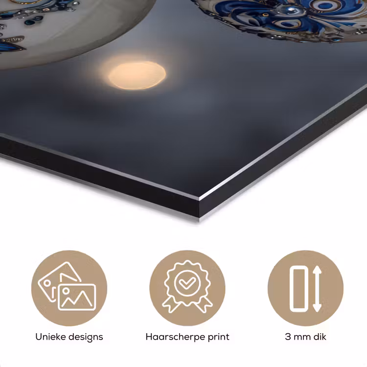 Aluminium schilderij - Kerstbal - Versierd - Blauw — 7