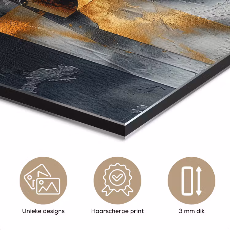 Aluminium schilderij - Kunst - Goud - Zilver - Abstract — 7