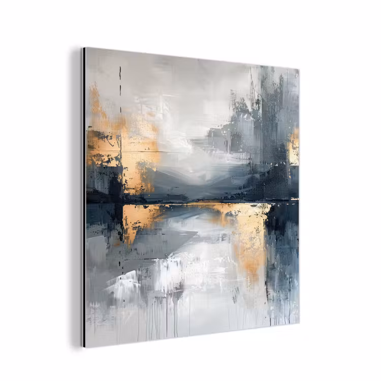 Aluminium schilderij - Kunst - Grijs - Goud - Abstract — 1