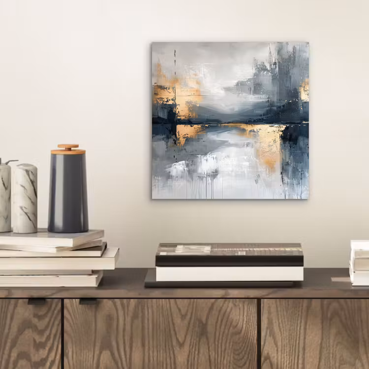 Aluminium schilderij - Kunst - Grijs - Goud - Abstract — 2