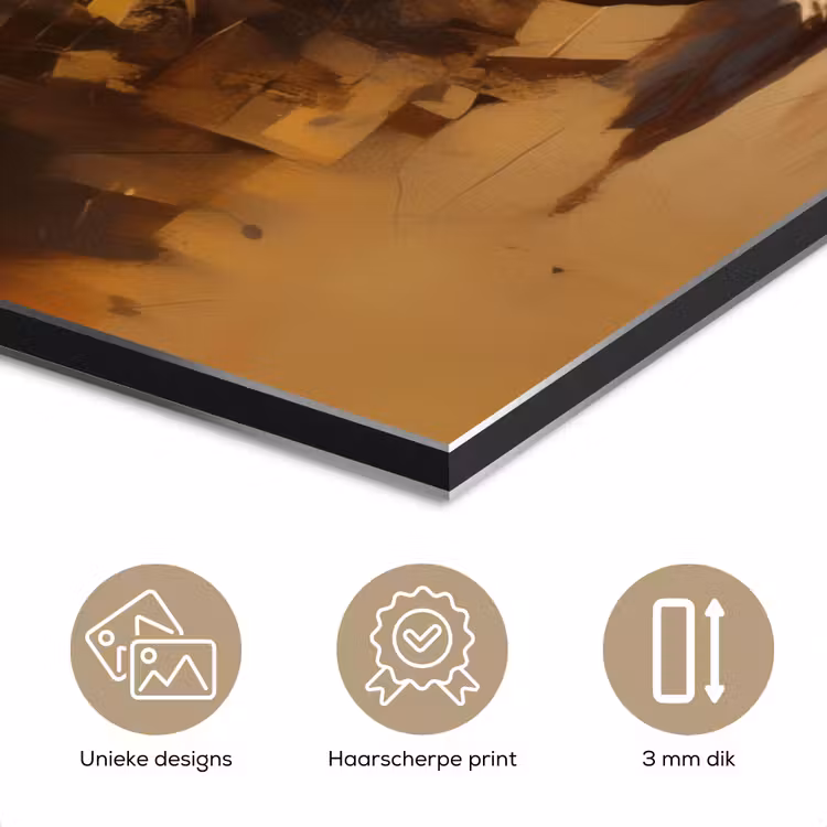 Aluminium schilderij - Leeuw - Geschilderd - Abstract - Goud — 7