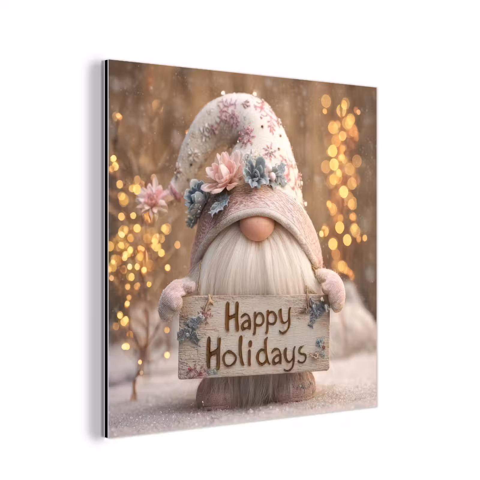 Aluminium schilderij - Kerst - Gnome - Bord - Kleurrijk — 1