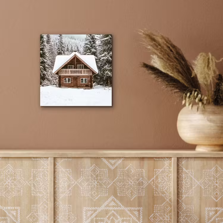 Aluminium schilderij - Huis - Bos - Winter - Natuur - Sneeuw — 5