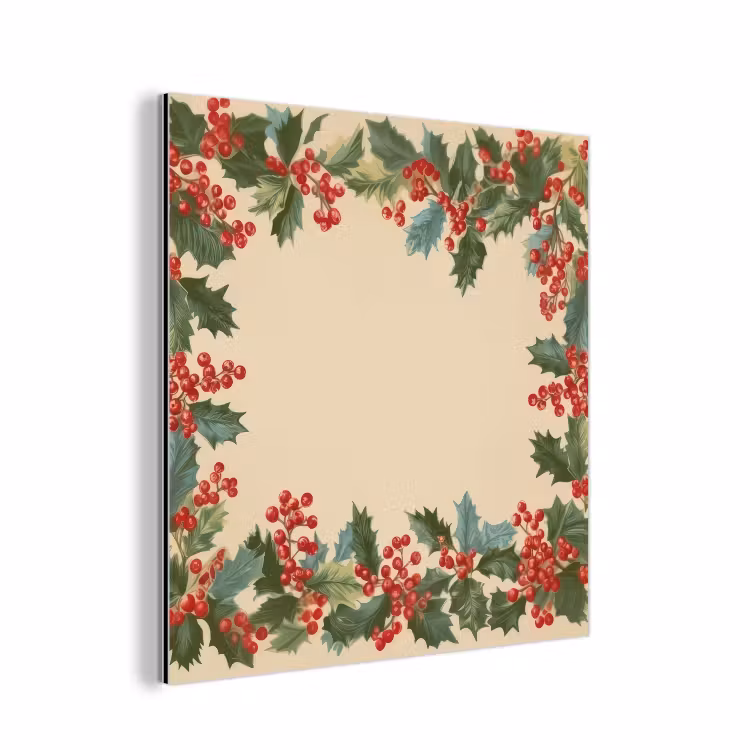 Aluminium schilderij - Hulstrand - Bessen - Beige — 1