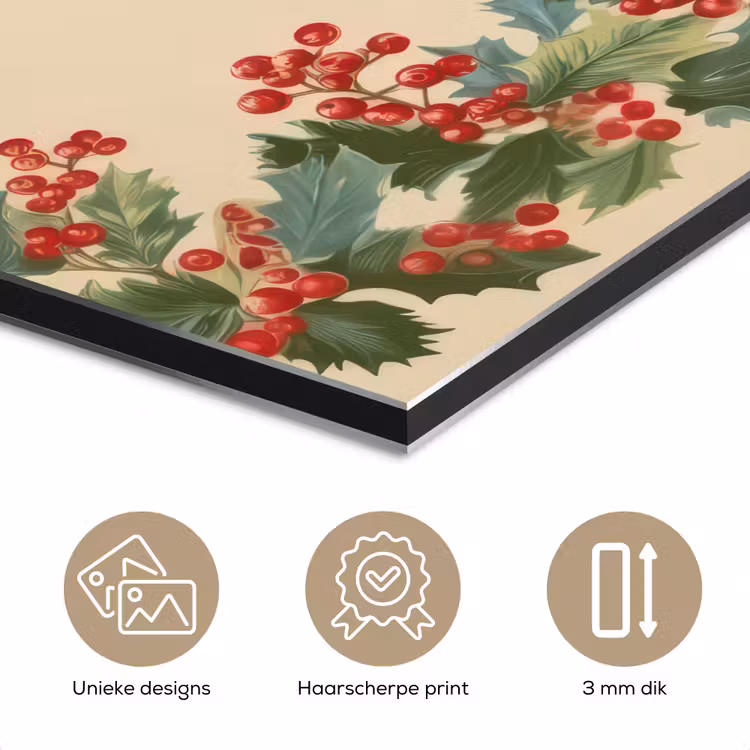 Aluminium schilderij - Hulstrand - Bessen - Beige — 7