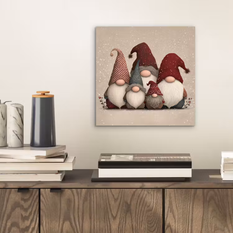 Aluminium schilderij - Kabouters - Kerst - Sneeuw - Puntmutsen — 2