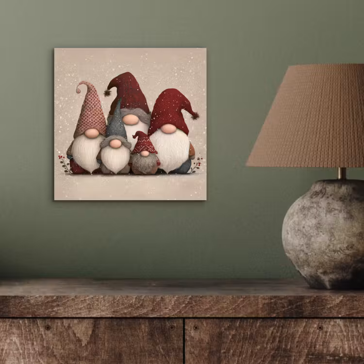 Aluminium schilderij - Kabouters - Kerst - Sneeuw - Puntmutsen — 3