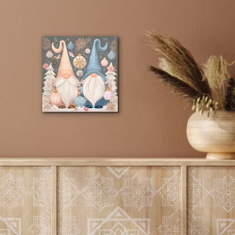 Aluminium schilderij - Kerst - Gnomen - Pastel — 5