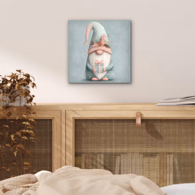 Aluminium schilderij - Kerstgnome - Cadeau - Groen — 4