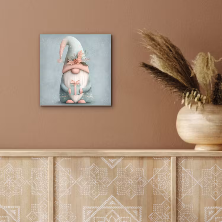 Aluminium schilderij - Kerstgnome - Cadeau - Groen — 5
