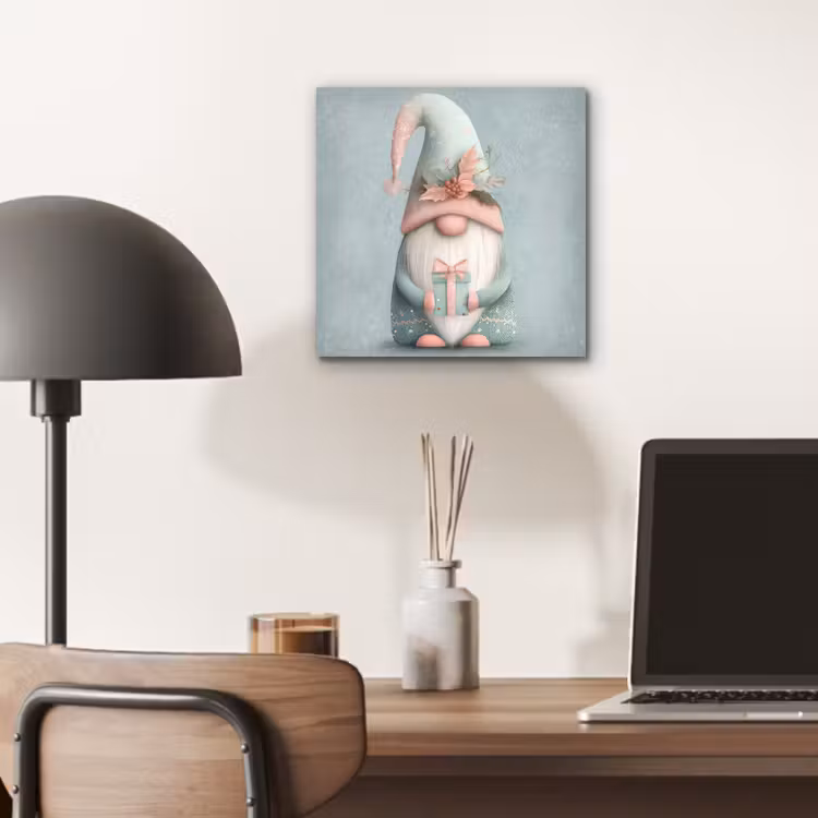 Aluminium schilderij - Kerstgnome - Cadeau - Groen — 6