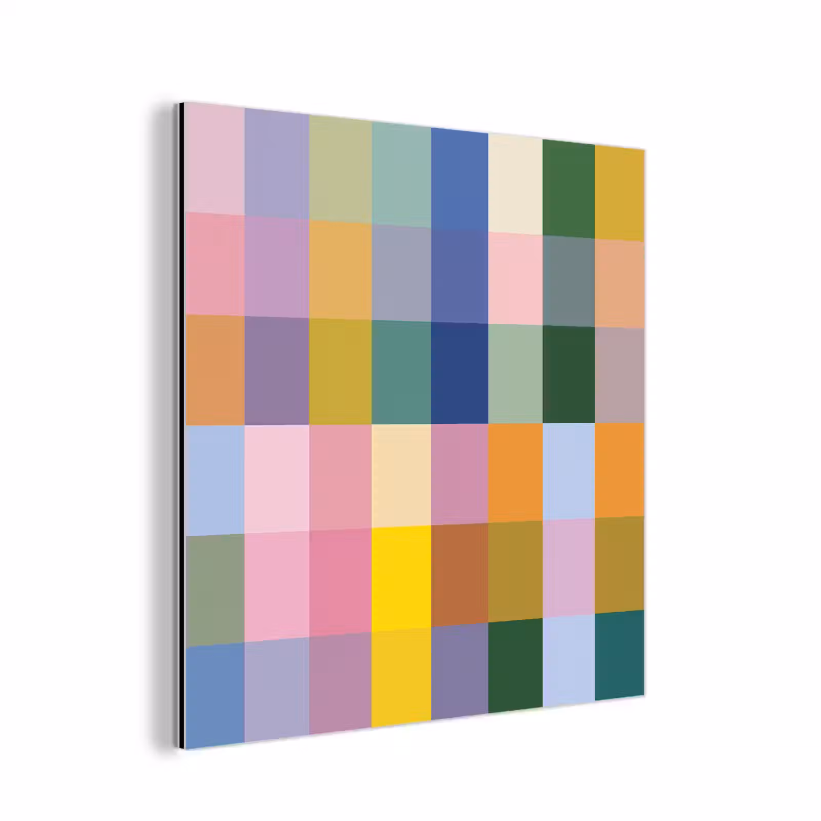 Aluminium schilderij - Blokken - Vierkant - Patroon - Gekleurd — 1