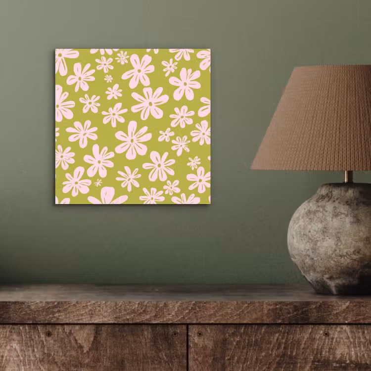 Aluminium schilderij - Bloemen - Roze - Getekend - Patroon — 3