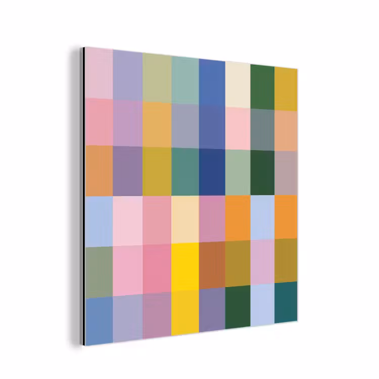 Aluminium schilderij - Blokken - Vierkant - Patroon - Gekleurd — 1