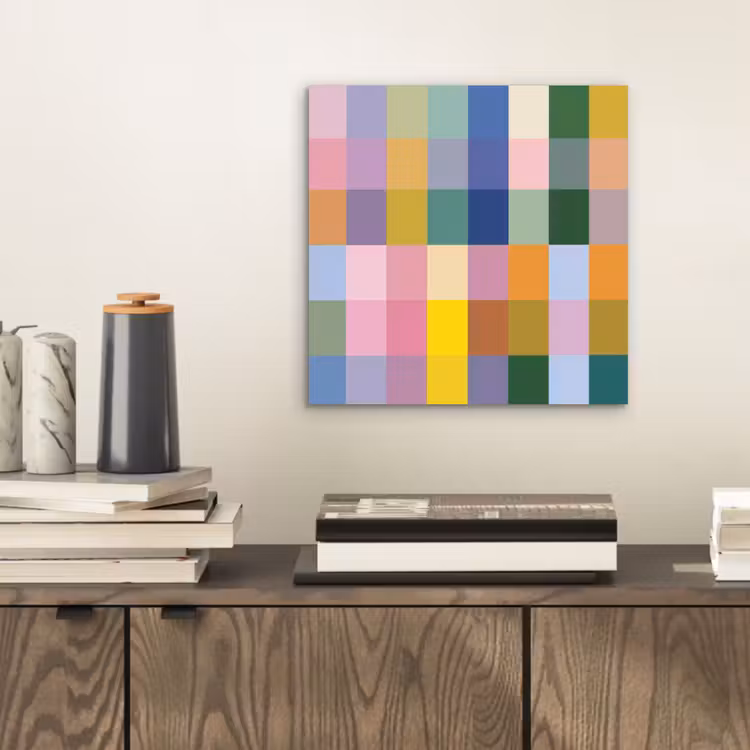 Aluminium schilderij - Blokken - Vierkant - Patroon - Gekleurd — 2