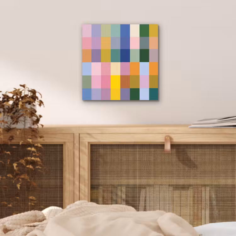 Aluminium schilderij - Blokken - Vierkant - Patroon - Gekleurd — 4