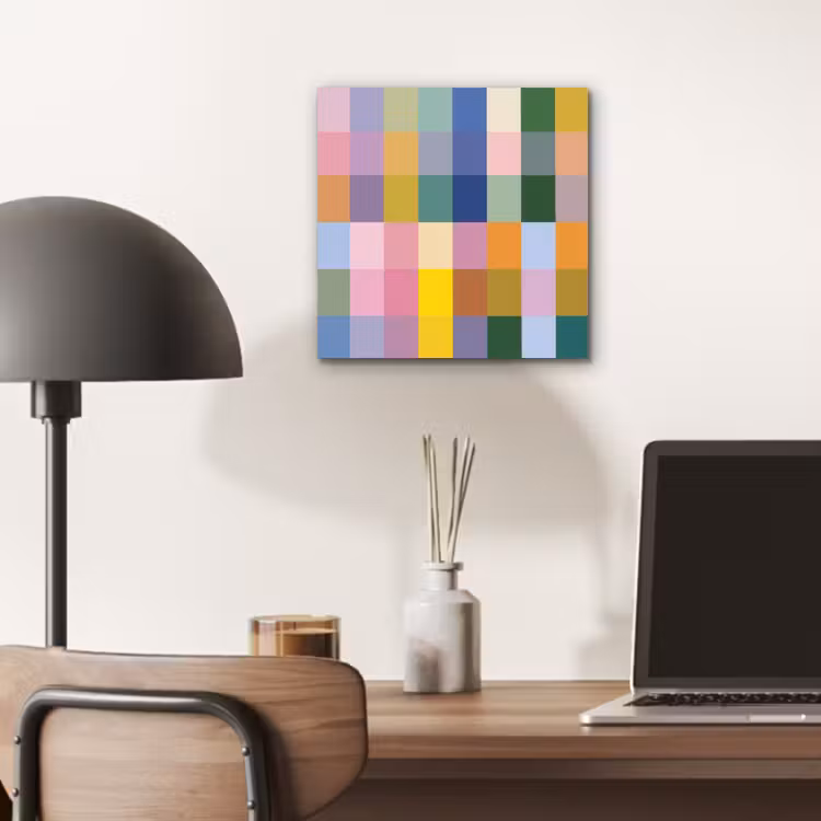 Aluminium schilderij - Blokken - Vierkant - Patroon - Gekleurd — 6