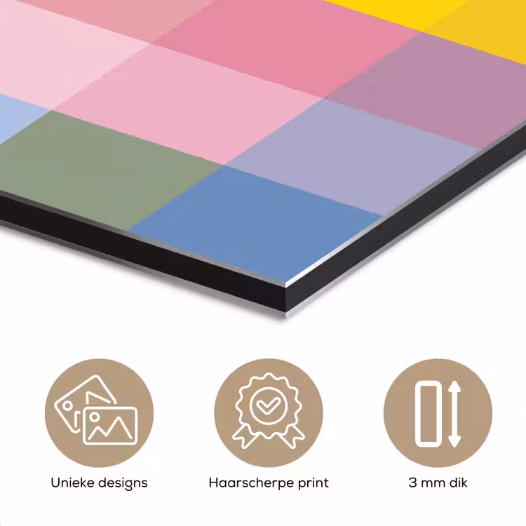 Aluminium schilderij - Blokken - Vierkant - Patroon - Gekleurd — 7