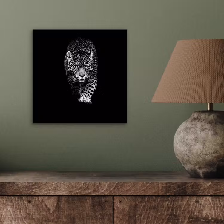 Aluminium schilderij - Dieren - Zwart - Luipaard - Wit - Wild — 3
