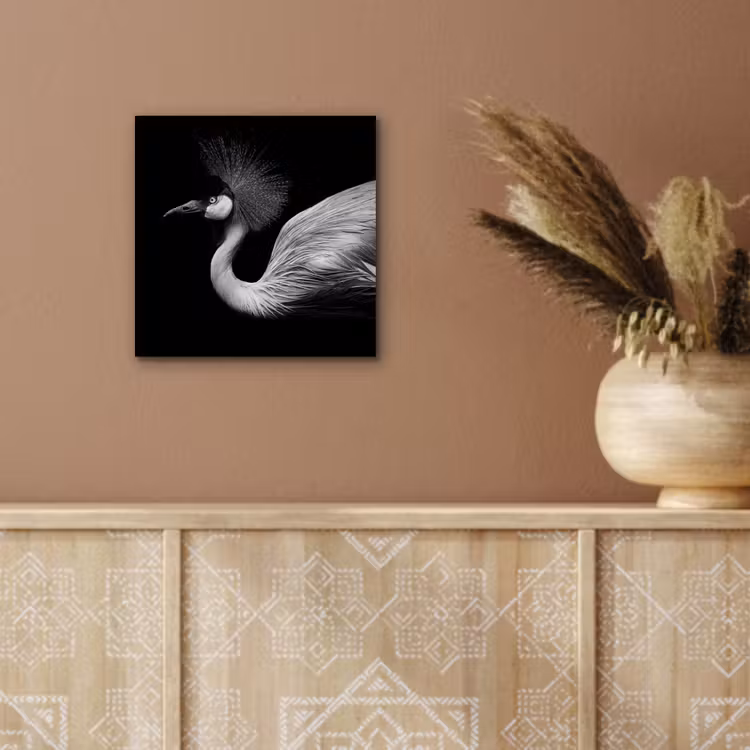 Aluminium schilderij - Kraanvogel - Zwart - Wit - Vogel - Dieren — 5