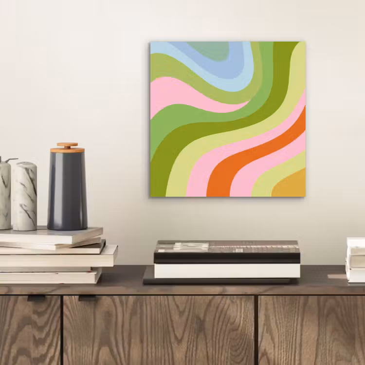 Aluminium schilderij - Lijnen - Pasteltinten - Golvend — 2