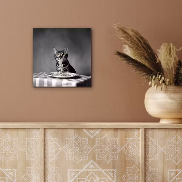 Aluminium schilderij - Bengaal - Kat - Tafelkleed - Zwart - Wit - Dier — 5