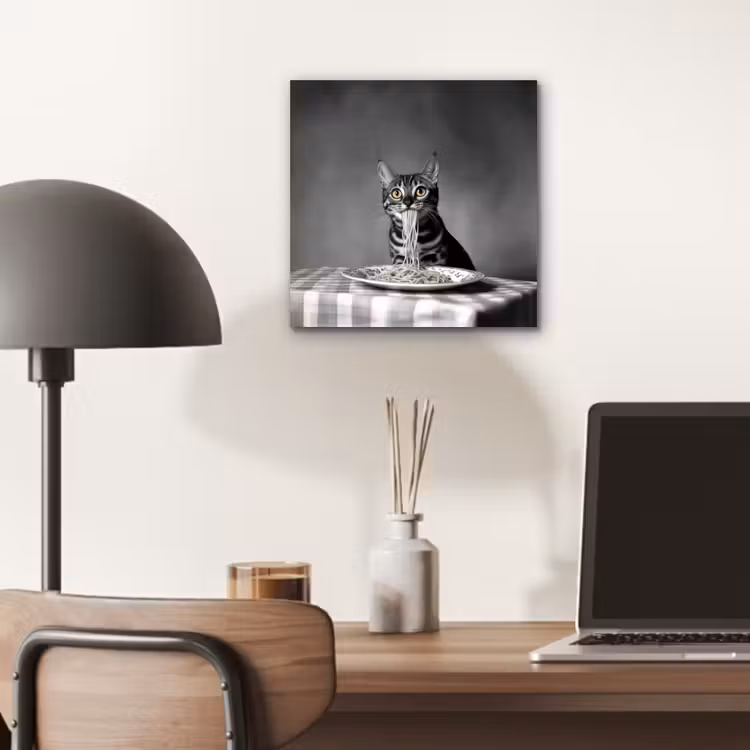 Aluminium schilderij - Bengaal - Kat - Tafelkleed - Zwart - Wit - Dier — 6