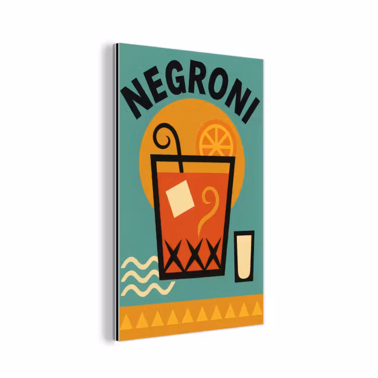 Aluminium schilderij - Cocktail - Negroni - Art - Sinaasappel — 1