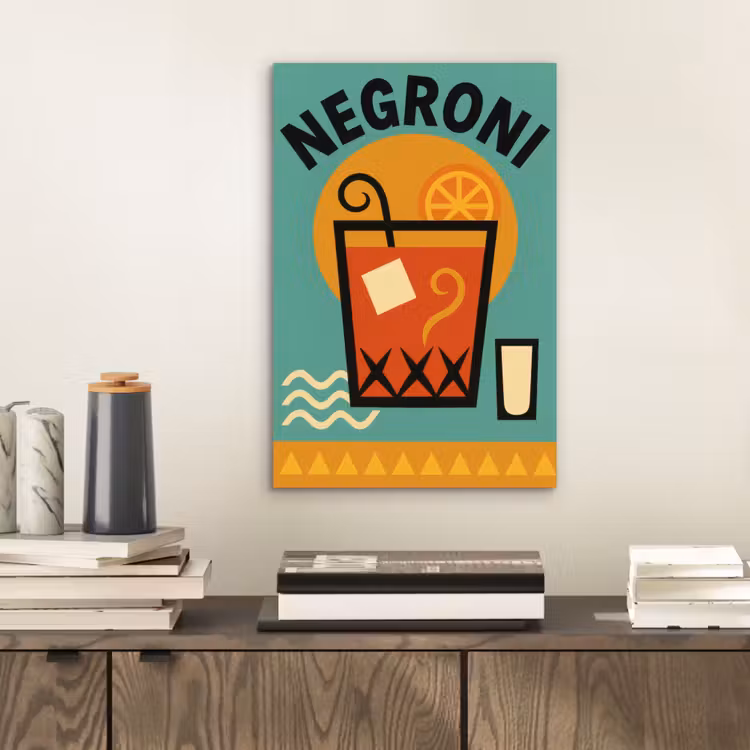 Aluminium schilderij - Cocktail - Negroni - Art - Sinaasappel — 2